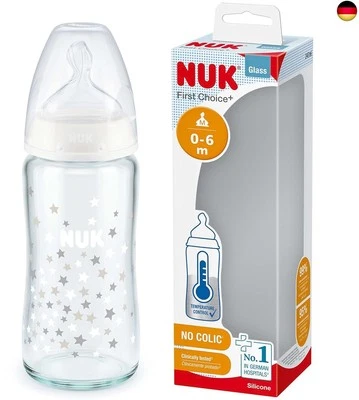 BESUCHE DEN NUK-STORE NUK First Choice Glasflasche ? 0-6 Monate | Temperaturkontrolle | Sauger aus