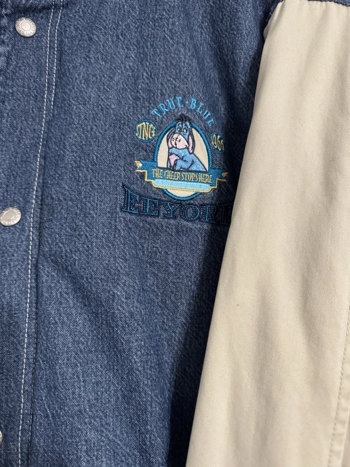 Chaqueta Universitaria Denim Disney Eeyore Vintage Años 90 Talla Grande Foto 2 de 4