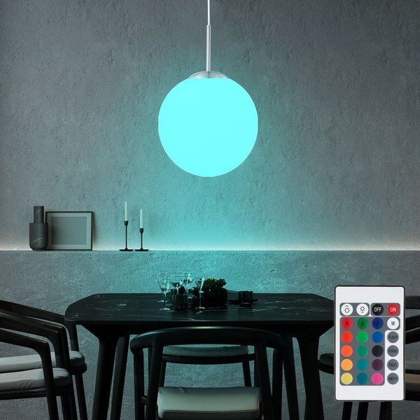 HäNgelampe Wohnzimmerlampe Pendellampe Dimmbar Rgb Led Fernbedienung Glaskugel-image