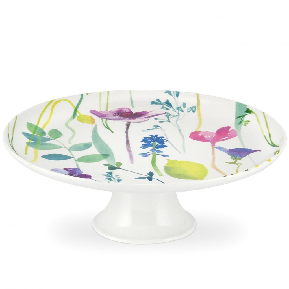 Portmeirion Water Garden Cake Stand Floral Porcelain Display Plate 25cm