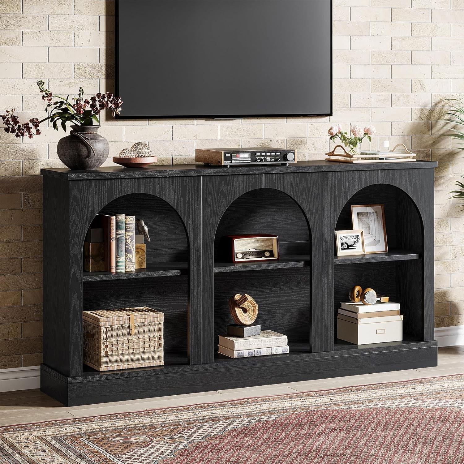 For 55/60/65 Inch Tv, Farmhouse Entertainment Center With Storage