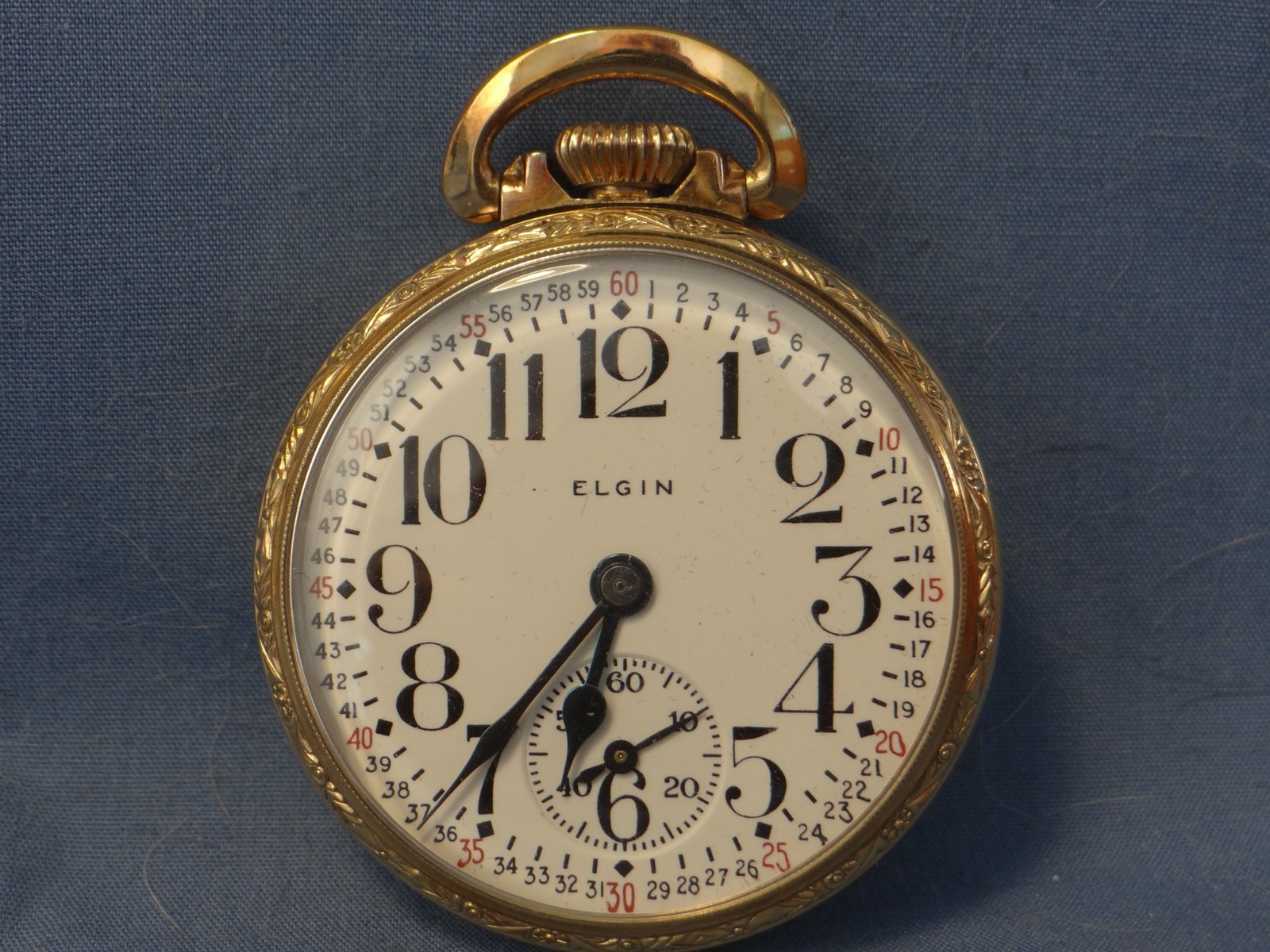 Elgin Grade 387 Model 7 16S 17J Montgomery Dial Pocket Watch RUNS EXCELLENT FACE