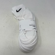 Nike Everyday Cushioned Ankle Socks 3 Pairs - White/Black Swoosh - Size M