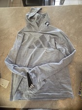 adidas Boys XL 18/20 Gray Solid Logo Hooded Pullover Hoodie Long Sleeve