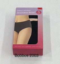 Carole Hochman Women's Seamless Brief 5-Pack Full Coverage, Black/Beige, Size M