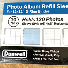 Photo Album Refill Pages 12x12 - 4X6 Landscape, 10 Pack Holds 120 4x6" Photos