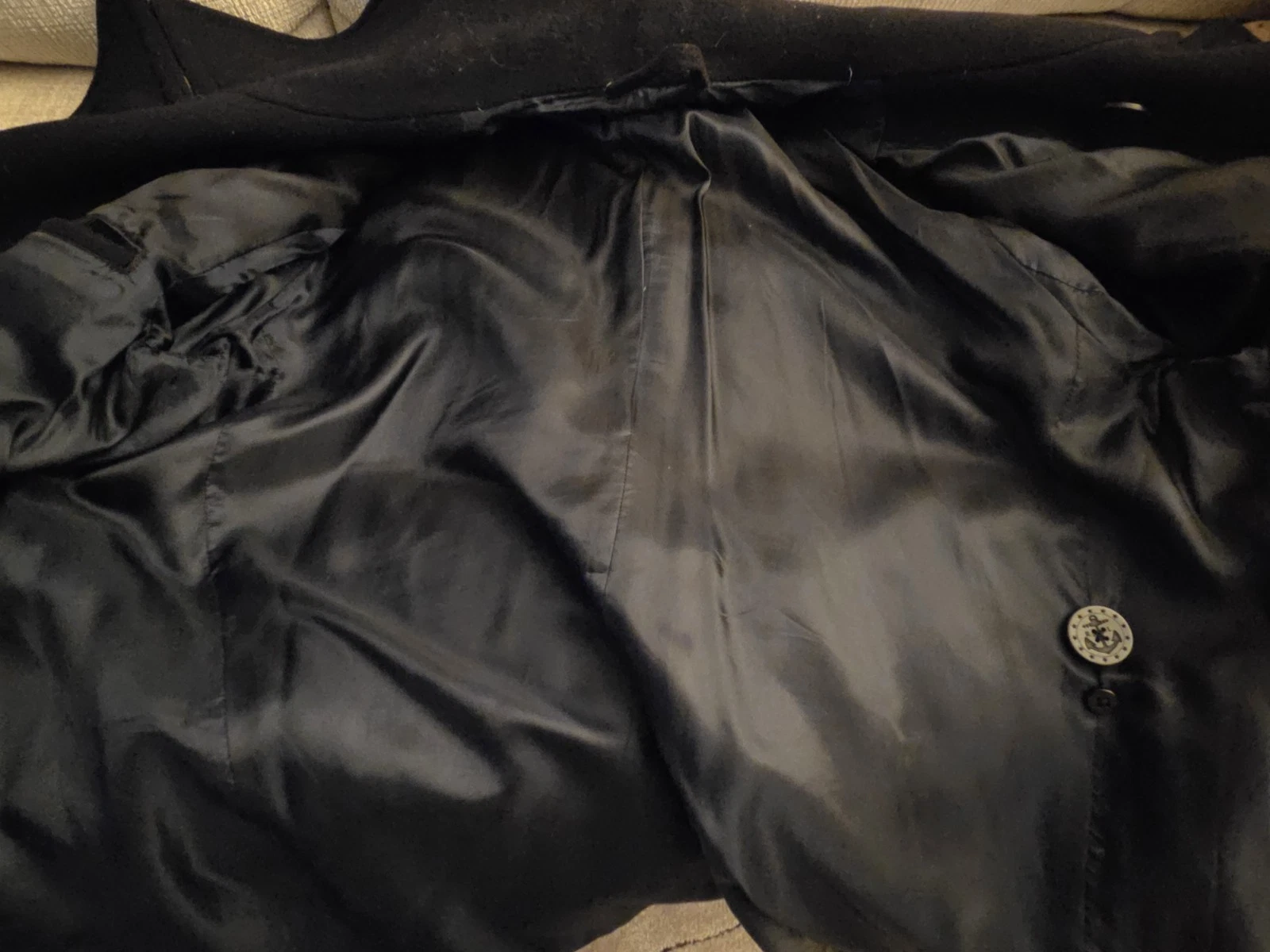 Polo Ralph Lauren Jacket Mens XLT Navy Peacoat Heavy Wool Double Breasted NICE! image 6