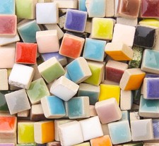 200PCS Square Ceramic Mosaic Tiles 0.4" for Crafts Art DIY Mixed Colors