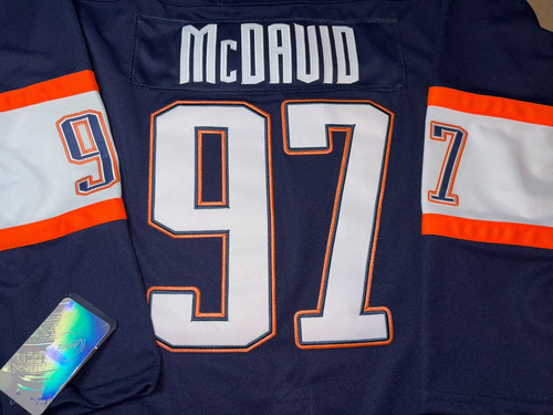 Edmonton Oilers Connor McDavid REVERSE RETRO Blue Jersey size 52(Large) Stitched