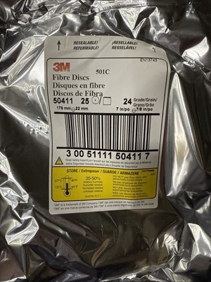 25 Pcs 3M 50411 501C Series Coated Fiber Disc 24 Grit 7'' Dia 7/8'' Bore  NEW