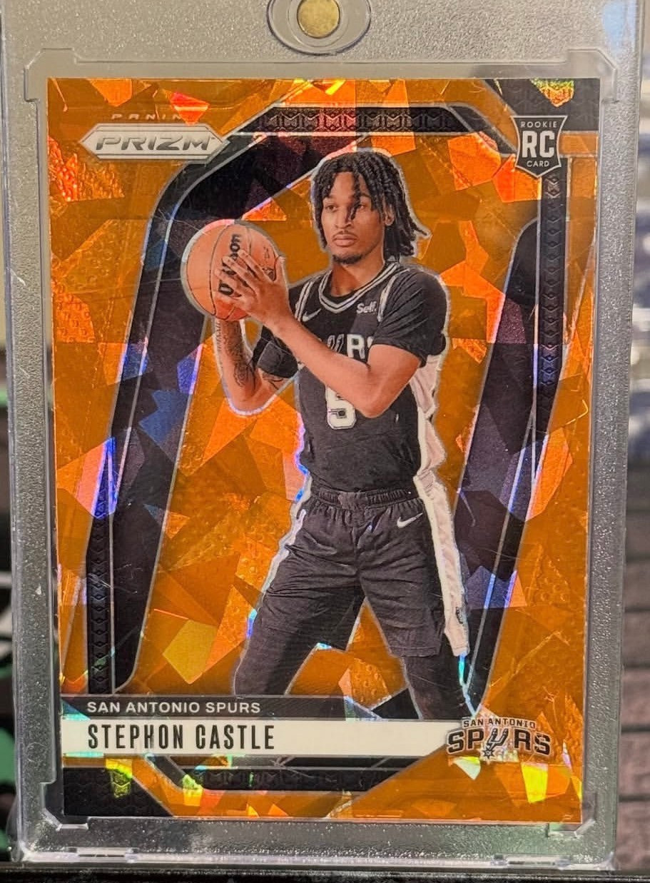 2024 Prizm Stephon Castle #234 Orange Cracked Ice Prizm (RC) Rookie - Spurs