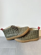 Del Toro Quilted Leather Chukka Sneakers Made in Italy Green Shoes Size 7