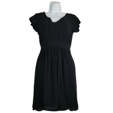 Vero Moda Little Black Dress Small V Neck Ruffle Slimming Short Flutter Sleeve