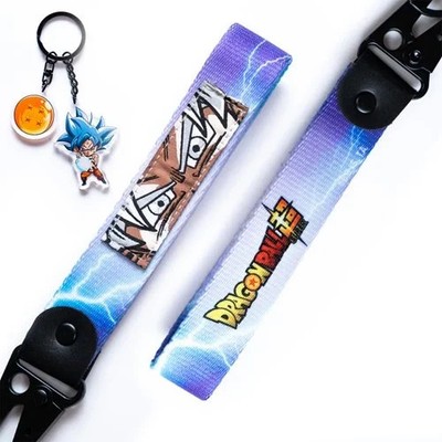 Dragonball Super Goku Ultra Instinct Keychain & Wrist Strap Bundle