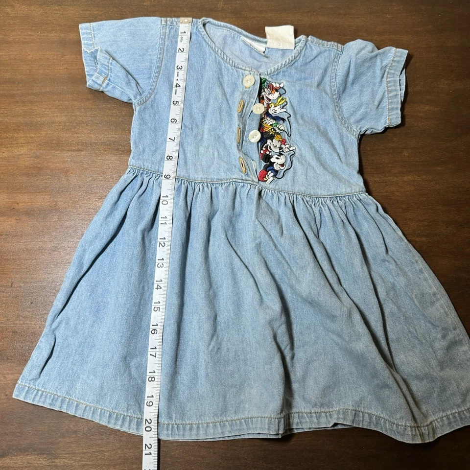 Vintage Mickey & Co Denim Jumper Dress Embroidered Sleeveless No Size Toddler - Image 2 of 4