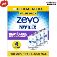 4Pcs Zevo Flying Insect Trap Fly Trap Refill Cartridges (4 Refill Cartridges)