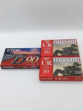 TDK D90 & Maxell UR 90 Sealed Cassette Tape Lot of 3 – 90 Min Type I Normal Bias