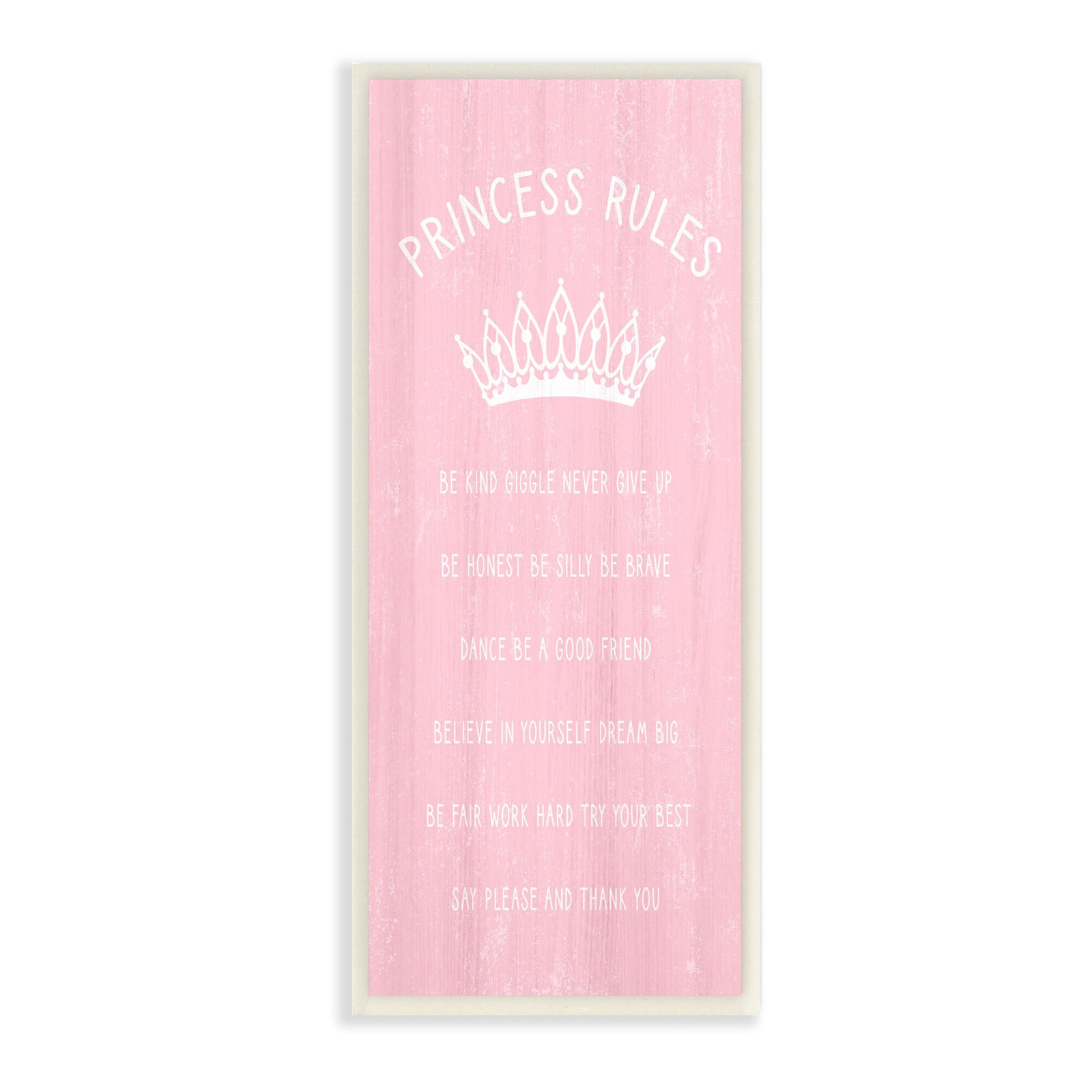 Stupell Pink Princess Rules Sign Kids Motivational Phrases  7 x 17