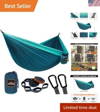 Durable Lightweight Hammock with Two Tree Straps - Ideal for Campers & Travelers