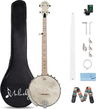5 String Banjo, Full Size with 24 Brackets Banjo, Open Back, Maple Banjos with