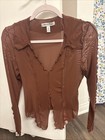 Urban Outfitters Women's Medium Brown Sheer Long Sleeve Top