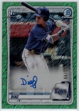 2020 Jhon Diaz Bowman Chrome 1st Green Shimmer Refractor Auto RC /99 (F10)