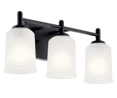 Kichler Shailene 3 Light Bath Light, Black/Satin Etched - 45574BK
