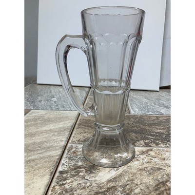 Vintage Clear Paneled Glass Soda Fountain Mug Footed Root Beer Float Glass 8in