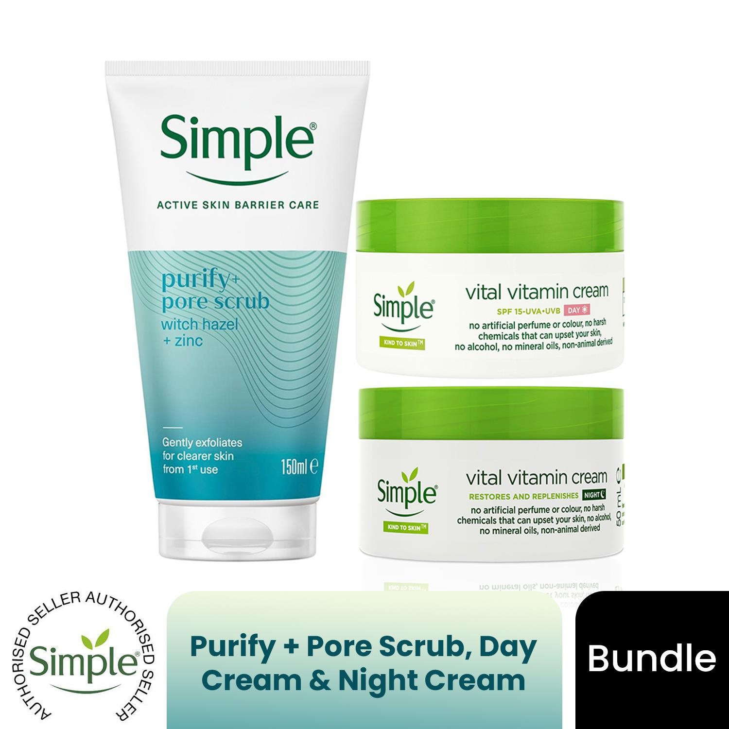 Simple Pore Scrub + Day Cream + Night Cream - Image 2