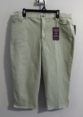 NWT~GLORIA VANDERBILT Amanda Capri Jeans Womens 18 Green Stretch Classic