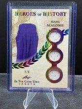 Karl Malone-2025 Leaf In The Game Used. Heroes Of History Triple Patch 1/5. Jazz