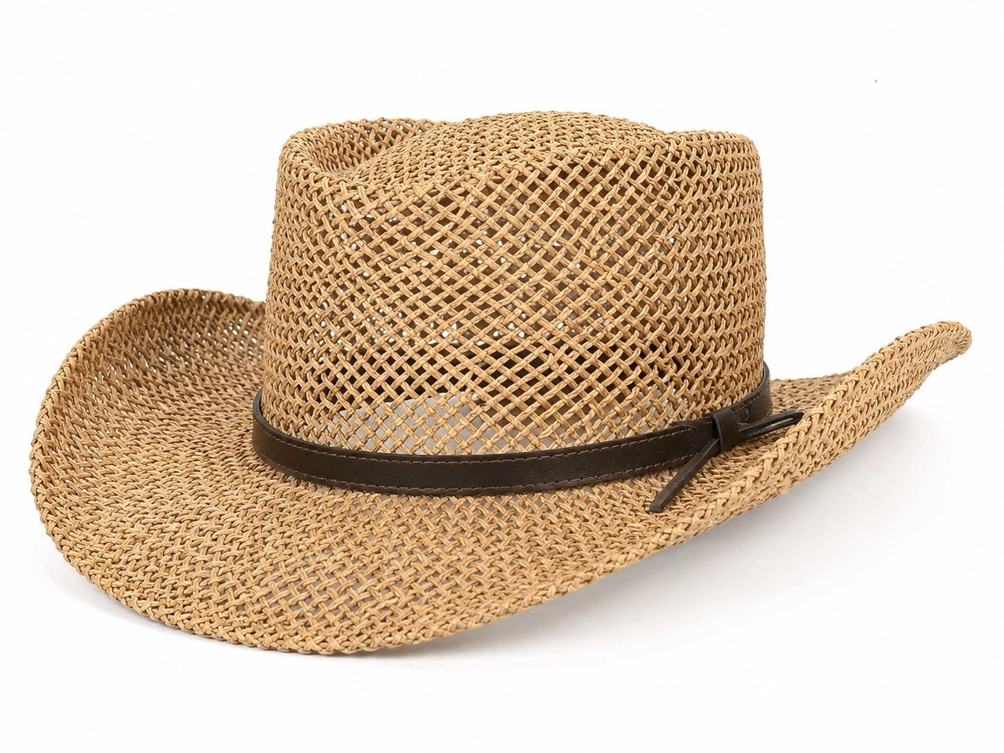 Vintage Stetson Straw Cowboy Hat L XL Western Ranch Ventilated Summer Sun Hat