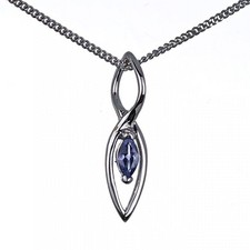 Tanzanite Pendant Sterling Silver Blue Marquise Dangle UK Design Handmade Boxed