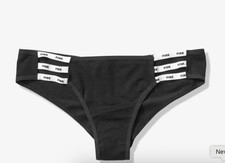 Victoria's Secret PINK Mini Logo Strappy Cheekster Panty Black