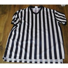 Mens V-Neck Referee T-Shirt X-Large Polyester Black/White