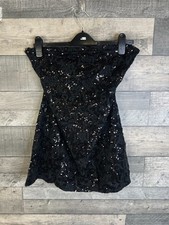Free People Night Gaze Sequin Mini Dress Size Medium Black Party Night Out