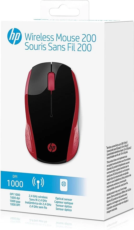 HP 200 Empress Red 2.4 GHz USB Wireless Mouse with Red LED 1000 DPI Optical Sens - Image 3 of 4