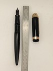 Wahl Skyline Black Fountain Pen Unusual Wide Band 14k Gold Broad Nib Restored — photo 4