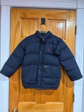 Polo Ralph Lauren Boys Puffer Jacket Navy Red Pony Size 7 Down Feather Winter Co