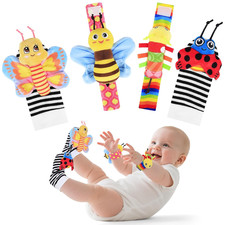 Baby Toys 0-6 6-12 Months-Baby Rattles Toy Wrist Rattle Socks and Foot Finder Se
