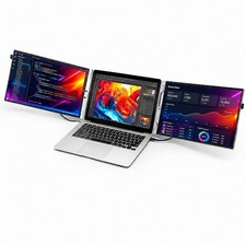 CZGG 15" Portable Laptop Screen Extender Dual 1080P FHD 15 inches, Silver