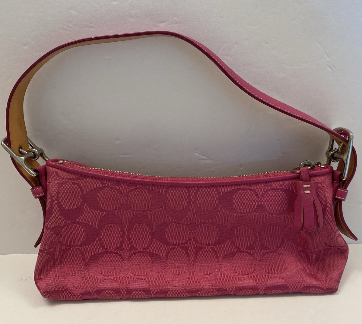 Vintage COACH 6371 Hamptons Semi Demi Baguette Shoulder Bag Pink