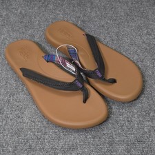 Flojos Flip Flops Women's Size 11 Floral Island Beach Black Brown Sandals