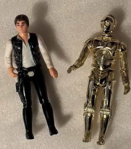 Vintage 1977 ~ Kenner Star Wars Figures ~ Han Solo & C-3PO