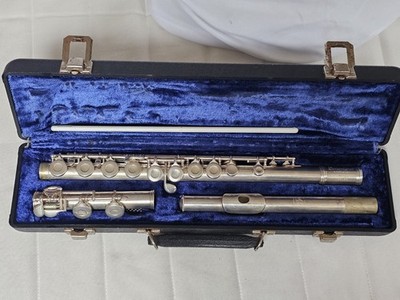 Vintage Gemeinhardt Elkhart Querflöte 2ESP Silver Plate mit schwarzem Etui Made in USA