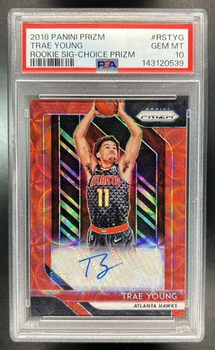 2018-19 Panini Prizm Trae Young Rookie Prizm Choice Auto RC #RS-TYG PSA 10