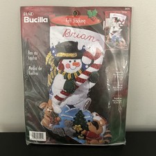 NOS sealed Bucilla 84594  In the Spirit  Snowman Stocking Felt Sequins Kit 18  