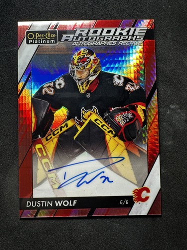 Dustin Wolf [Red Prism] #R-DW 2023 O-Pee-Chee Platinum Rookie Autograph card