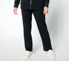 Quacker Factory Short French Terry Full Length Straight Pant Black 3X New