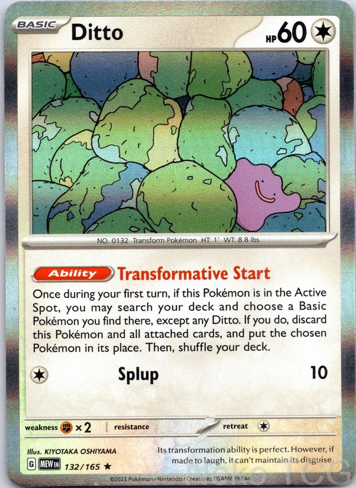 DITTO 132/165 RARE 151 HOLO NM